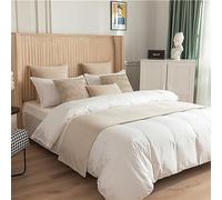 QRGMKL New Wavy Lines Bed Runner North Europe Écharpe de lit Simple Solid Color Velvet Runners et Coussins Assortis pour Bedroom Hotel-Beige||2 Pillowcases(45X45cm)
