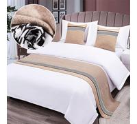 QRGMKL Nouveau Chemin de lit Couvre-lit Premium Écharpe de lit Style européen Chambre d’hôtel Protecteur de literie à la Maison Chemins de lit et Coussins Assortis-R||160X50cm for 1m Bed