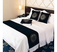 QRGMKL Style européen Coureur de lit Hôtel Foulard de lit Couvre-Lits Couvre-Lits Couvertures Chemins de lit de Luxe et Coussins Assortis Protecteur de literie-Black||240X45cm for 1.8m Bed