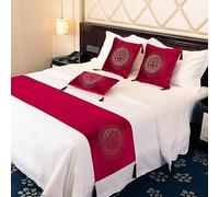 QRGMKL Style européen Coureur de lit Hôtel Foulard de lit Couvre-Lits Couvre-Lits Couvertures Chemins de lit de Luxe et Coussins Assortis Protecteur de literie-Red||2 Pillowcases(45X45cm)