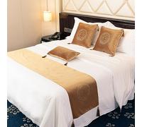 QRGMKL Style européen Coureur de lit Hôtel Foulard de lit Couvre-Lits Couvre-Lits Couvertures Chemins de lit de Luxe et Coussins Assortis Protecteur de literie-Gold||180X45cm for 1.2m Bed