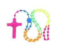 QRH Chapelet en silicone - Chapelet chrétien - Collier de perles - Chapelet catholique en silicone - Pour confirmation, baptême, Pâques, communion - Cadeau d'église, Silicone, Pas de gemme