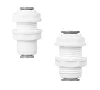 Qrity 1 ensemble de raccords de cloison, connecteur fileté de réservoir d'eau, poussoir de 6,35 mm pour connecter + poussée de 0,95 cm pour connecter, pour système d'osmose inverse d'eau RO