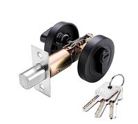 Qrity 1 Pièce Serrure Ronde à Cylindre Unique, Sécurité avec Clés, Serrure de Porte Invisible, Serrures Noire pour Porte de Bureau à Domicile