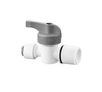 Qrity 1 Pièces 1/4" Robinet D'arret/Vanne D'isolement, 1/4" Mâle à 1/4" Push in Quick Connector, Raccord de Tuyau D'eau, Connecteur de Filtre à Eau