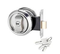 Qrity 1 Pièces Serrure de Porte Coulissante, Verrou de Porte de Poche Rond, Poignées Rondes Encastrées pour Chambre à Coucher, Cuisine