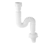 Qrity 1 Pièces Tuyau d'Évacuation Flexible, Siphon en Plastique pour Raccords d'Évier de Cuisine et de Salle de Bain G1 1/4", Blanc