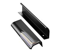 Qrity 2 Pièces 128mm Poignee de Meuble Cuisine Dissimulées Poignées de Porte, Poignée Profil en Alliage d'aluminium, Poignées Intégrée Poignée Meuble Cuisine, Noir