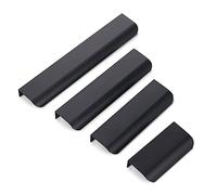 Qrity 2 Pièces 160mm Poignee de Meuble Cuisine Dissimulées Poignées de Porte, Poignée Profil en Alliage d'aluminium, Poignées Intégrée Poignée Meuble Cuisine, Noir