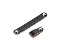 Qrity 2 Pièces Poignées Cuir Noir Poignées D'armoire en Cuir 128 mm, Poignée de Tiroir, Placard Poignée Cuirs pour Armoire Tiroir Meuble