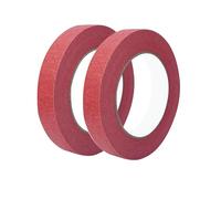 Qrity 2 Ruban de Masquage à Usage Général 24mm x 50m, pour la Protection des Surfaces Lors de Travaux de Décoration/Peinture, Rouge