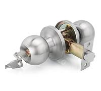 Qrity 2 x Poignée De Porte, Ronde Bouton Serrure Verrouillage Porte, Verrouillage par clés, Taille du loquet 60 / 70mm