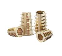 Qrity 20 Pièces Écrou Hexagonal Fileté En, M4 x 10mm Filetés à Tête Plate, Écrous à Insert Fileté en Forme d'échelle pour Meubles en Bois