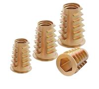 Qrity 20 Pièces Écrou Hexagonal Fileté en, M8 x 15mm Filetés à Tête Plate, Écrous à Insert Fileté en Forme d'échelle pour Meubles en Bois