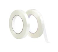 Qrity 2x Ruban Adhésif en Fibre de Verre, 15mm x 50m, Ruban D'emballage, Ruban de Cerclage en Fibre Imperméable à l'eau Bande Renforcée, Transparent