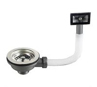 Qrity Bonde D'évier avec Carré Trop Plein Panier Inox 110 mm 1½", Acier Inoxydable + ABS, Bonde + Panier