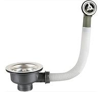 Qrity Bonde D'évier avec Trop Plein Panier Inox 114 mm 1½", Acier Inoxydable + ABS, Bonde + Panier