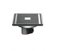 Qrity Couvercle de Drain de Vidange Carré en Acier Inoxydable Drain de Sol Droit Anti-Odeur pour Salle de Douche, Carré 100 mm, Noir