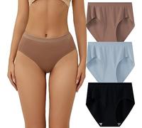 Qrity Culotte Femme, Confort Slips Taille Haute, Slip Doux| Respirants|Séchage Rapide, Culotte à Jambe échancrée, Lot de 3, L