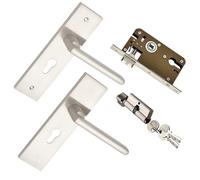 Qrity Ensemble de Serrure à Levier, Poignée de Porte Intérieure, Serrure de Porte pour Entrée ou Passage, Poignée de Porte de Chambre avec Clés et Accessoires