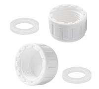 Qrity Lot de 2 Capuchons Filetés en PVC, Bouchon de Raccord de Tuyau à Filetage Femelle de 25 mm, Siphon Tuyau Bouchon D'obturation avec Rondelle