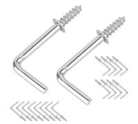 Qrity Lot de 20 Crochet à Vis, 20mm Petits Crochets à Visser à Angle Droit, en Acier au Carbone en Forme de L, Crochets à Vis Autotaraudeuses à Métal pour Accrocher