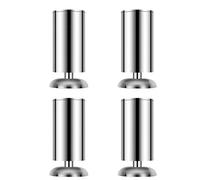 Qrity Lot de 4 Pieds de Meubles, 50 x 80mm Pied de Table Ronds en Acier Inoxydable avec Tapis en Caoutchouc, pour Table, Lit