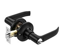 Qrity Poignée de Porte Intérieure avec Serrure et Clé, Serrure de Porte Intérieure, Poignée de Porte à Levier pour Entrée et Salle de Bain, Noir