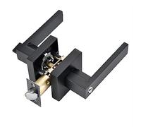 Qrity Serrure de Poignée de Levier de Porte, Alliage D'aluminium Poignée Porte pour L'utilisation de La Chambre, Vestiaire, Salle de Rangement et Bureau, Taille de Verrou 60/70mm, Carré, Noir