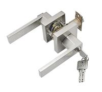 Qrity Serrure de Poignée de Levier de Porte, Alliage D'aluminium Poignée Porte pour L'utilisation de La Chambre, Vestiaire, Salle de Rangement et Bureau, Taille de Verrou 60/70mm, Carré, Argent