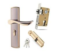 Qrity Serrure de Poignée de Porte Serrure à Levier en Alliage de Zinc, Ensemble de Poignée de Porte Moderne, Levier de Portes Antivol avec Clés pour Portes en Bois,Noir de Titane