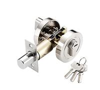 Qrity Serrure de Porte D'entrée en Alliage de Zinc, Pêne Dormant à Cylindre Unique, Serrure à Pêne Dormant Rond avec Clés, pour Portes D'entrée, de Passage