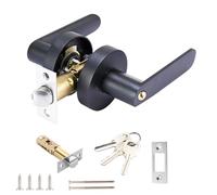 Qrity Verrou de Porte D'entrée à Levier Alliage D'aluminium, Garniture de Poignée de Porte avec Serrure et Clé, Taille de Loquet 60 / 70mm, pour Chambre, Cuisine, Noir