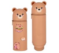 QRKPVHD Mignon éTui à Stylo 2 en 1,Sac De Papeterie en Silicone Souple, Sac De Papeterie Mignon pour Enfants, Trousse De Fournitures Scolaires, Envoyer 4 Autocollants Cochon d'Inde Mignon