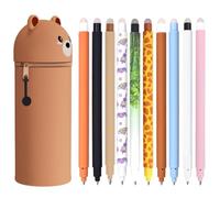 QRKPVHD Stylo gel effaçable - bille au bout pour enlever l'encre sans consommer la feuille, Encre noire thermosensible (Dinosaure ours et abeille)