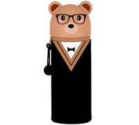 QRKPVHD Trousse 2 en 1 en Couleur Animaux Silicone Souple Cartoon Trousse Porte-Stylo de Table Thème Trousse, Sac de Papeterie de Bureau pour Étudiant Scolaire Cadeaux (Ours célibataire)