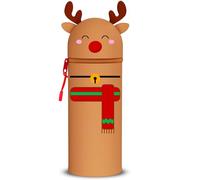 QRKPVHD Trousse 2 en 1 en Couleur Animaux Silicone Souple Cartoon Trousse Porte-Stylo de Table Thème Trousse, Sac de Papeterie de Bureau pour Étudiant Scolaire Cadeaux (élans)