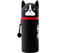 QRKPVHD Trousse 2 en 1 en Couleur Noir Chat Silicone Souple Cartoon Trousse Porte-Stylo de Table Thème Trousse, Scolaire Fermeture Éclair Sac de Papeterie de Bureau pour Étudiant Scolaire Cadeaux
