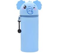 QRKPVHD Trousse Ecole 2 en 1 en Silicone Souple Kawaii, Porte-Plume, Fermeture Eclair en Silicone, Éléphant Pochette de Stylo, Crayons, Marqueurs, Étui pour Fournitures Scolaires de Grande capacité