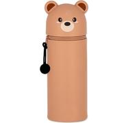 QRKPVHD Trousse Ecole 2 en 1 en Silicone Souple Kawaii - Porte-Plume, Fermeture Eclair en Silicone, Pochette de Stylo, Étui pour Fournitures Scolaires de Grande capacité (Braunbärjunges)