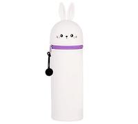 QRKPVHD Trousse Ecole 2 en 1 en Silicone Souple Kawaii - Porte-Plume, Fermeture Eclair en Silicone, Pochette de Stylo, Étui pour Fournitures Scolaires de Grande capacité (Kaninchen Stiftehalter)