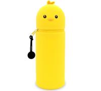 QRKPVHD Trousse Ecole 2 en 1 en Silicone Souple Kawaii, Porte-Plume, Fermeture Eclair en Silicone, Poulets Pochette de Stylo, Crayons, Marqueurs, Étui pour Fournitures Scolaires de Grande capacité