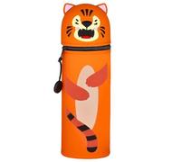 QRKPVHD Trousse Ecole 2 en 1 en Silicone Souple Kawaii, Porte-Plume, Fermeture Eclair en Silicone, Tigres Pochette de Stylo, Crayons, Marqueurs, Étui pour Fournitures Scolaires de Grande capacité