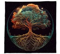 QRONCES Divinations Nappe Arbres de Vie Tarots Cartes Nappe Autel Tissu Oracles Divinations Tableau Pièce de Jeu