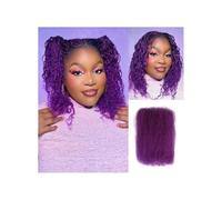 QRSTUVXZY Cheveux humains en vrac for tresses afro crépues et bou s, 50 g/paquet, for extensions de micro-locs Hair Extensions(Purple,18inch)