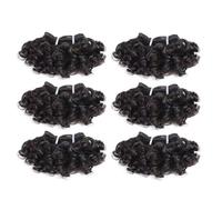 QRSTUVXZY Extensions de cheveux brésiliens vierges bouclés 10A, 6 mèches courtes de 15 cm, couleur naturelle, for femmes noires Hair Extensions
