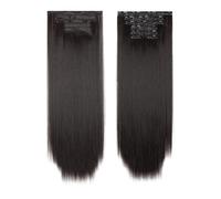 QRSTUVXZY Extensions de cheveux synthétiques à clips, 6 pièces, postiche longue et lisse de 24 pouces for femmes (140 g) Hair Extensions(8#)