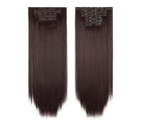 QRSTUVXZY Extensions de cheveux synthétiques à clips, 6 pièces, postiche longue et lisse de 24 pouces for femmes (140 g) Hair Extensions(4#)