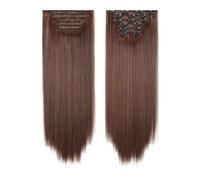 QRSTUVXZY Extensions de cheveux synthétiques à clips, 6 pièces, postiche longue et lisse de 24 pouces for femmes (140 g) Hair Extensions(2M30#)