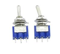 QRUYHBAJU Lot de 10 interrupteurs à Bascule MTS-103 on/Off/on PDT MTS-102 on//on 3 Broches 6 A 125 V CA/3 A 250 V CA Mini Interrupteur à Levier Bleu S(MTS-102 with Rubber)